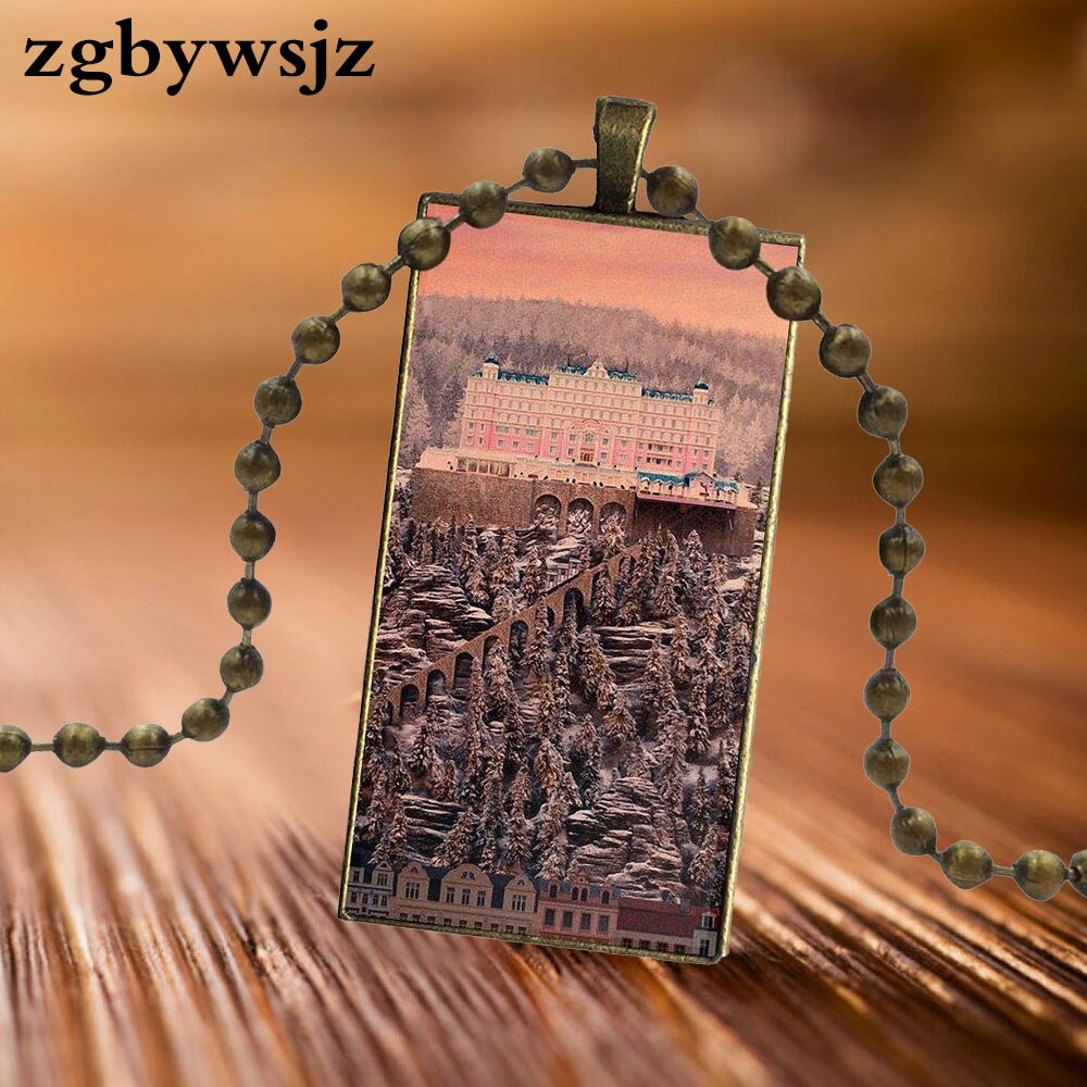 For Girls The Grand Budapest Hotel Design Vintage Glass Women Rectangle Necklace Pendants