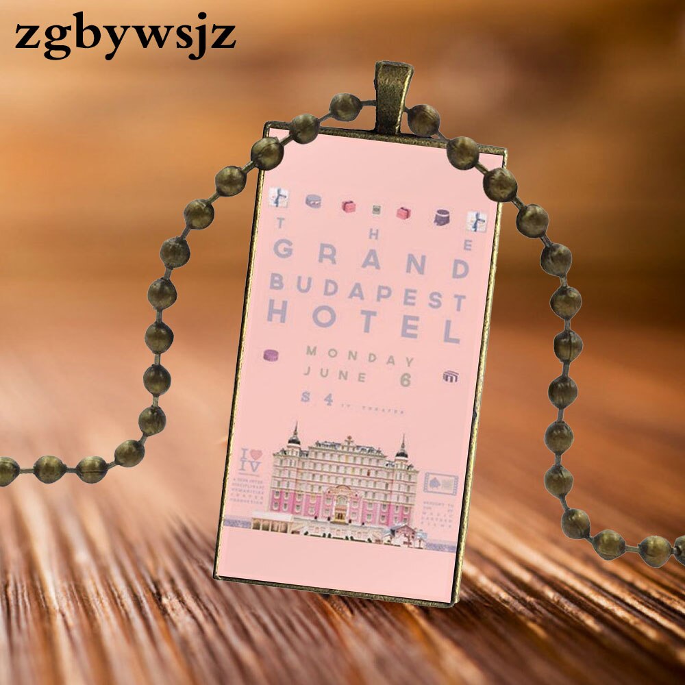 For Girls The Grand Budapest Hotel Design Vintage Glass Women Rectangle Necklace Pendants