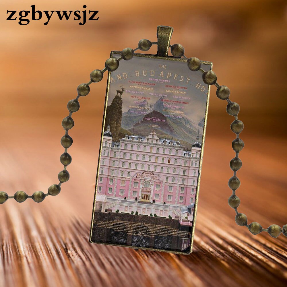 For Girls The Grand Budapest Hotel Design Vintage Glass Women Rectangle Necklace Pendants