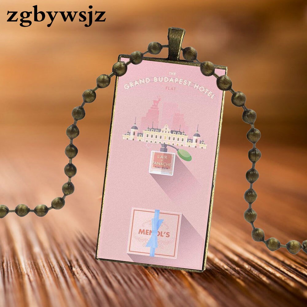 For Girls The Grand Budapest Hotel Design Vintage Glass Women Rectangle Necklace Pendants