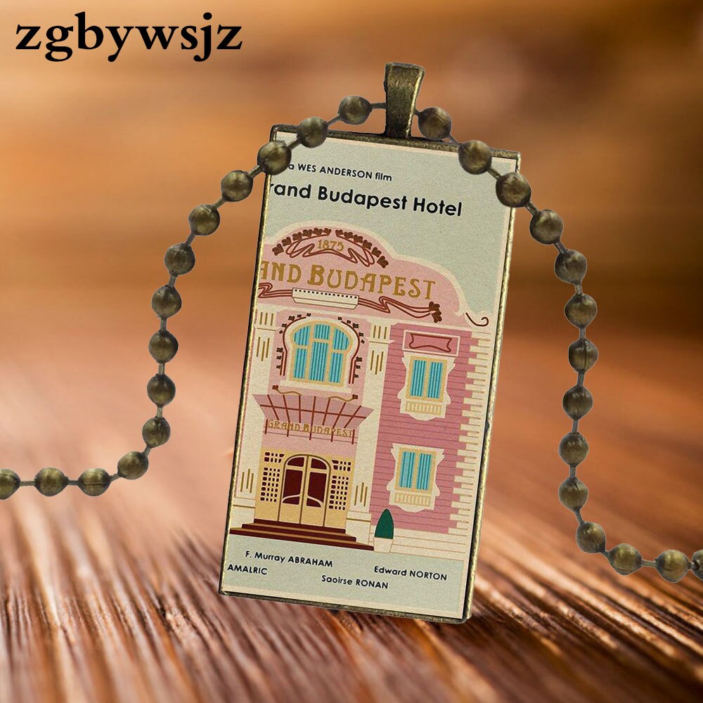 For Girls The Grand Budapest Hotel Design Vintage Glass Women Rectangle Necklace Pendants