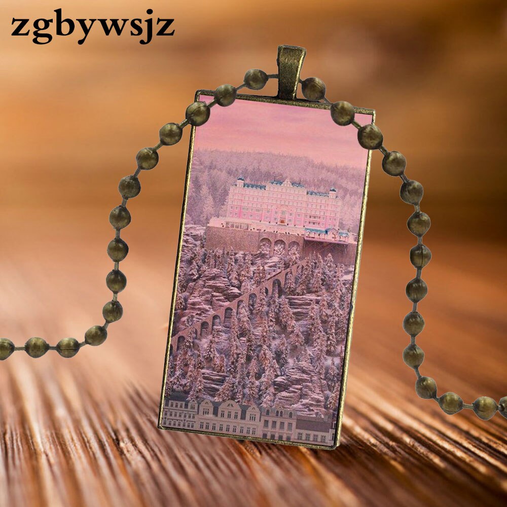 For Girls The Grand Budapest Hotel Design Vintage Glass Women Rectangle Necklace Pendants