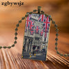 For Unisex Party Gift Brand Steel Color Jewelry Statement Necklace Glass Necklaces Pendants British London Map Flag