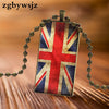 For Unisex Party Gift Brand Steel Color Jewelry Statement Necklace Glass Necklaces Pendants British London Map Flag