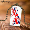 For Unisex Party Gift Brand Steel Color Jewelry Statement Necklace Glass Necklaces Pendants British London Map Flag