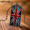 For Unisex Party Gift Brand Steel Color Jewelry Statement Necklace Glass Necklaces Pendants British London Map Flag