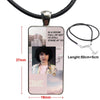 For Women Girls Celebrity Finn Wolfhard Lovely Excellent Glass Pendant Necklace Handmade Half Pendant Rectangle Necklace