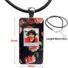 For Women Girls Celebrity Finn Wolfhard Lovely Excellent Glass Pendant Necklace Handmade Half Pendant Rectangle Necklace