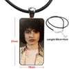 For Women Girls Celebrity Finn Wolfhard Lovely Excellent Glass Pendant Necklace Handmade Half Pendant Rectangle Necklace