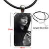 For Women Girls Celebrity Finn Wolfhard Lovely Excellent Glass Pendant Necklace Handmade Half Pendant Rectangle Necklace