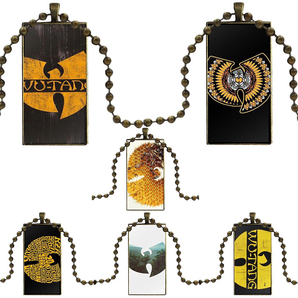 For Women Party Gift Brand Steel Color Jewelry Statement Necklace Glass Necklaces Pendants Wu Tang Clan Logo