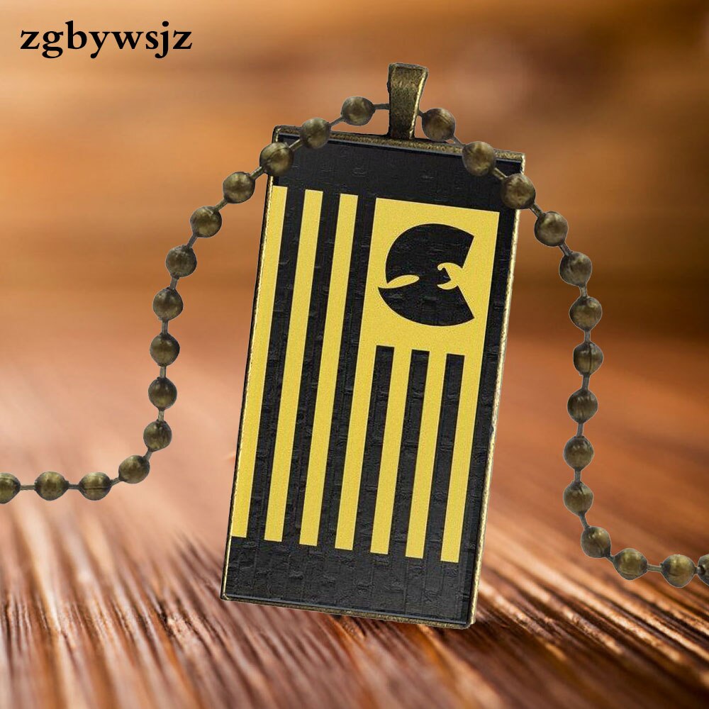 For Women Party Gift Brand Steel Color Jewelry Statement Necklace Glass Necklaces Pendants Wu Tang Clan Logo