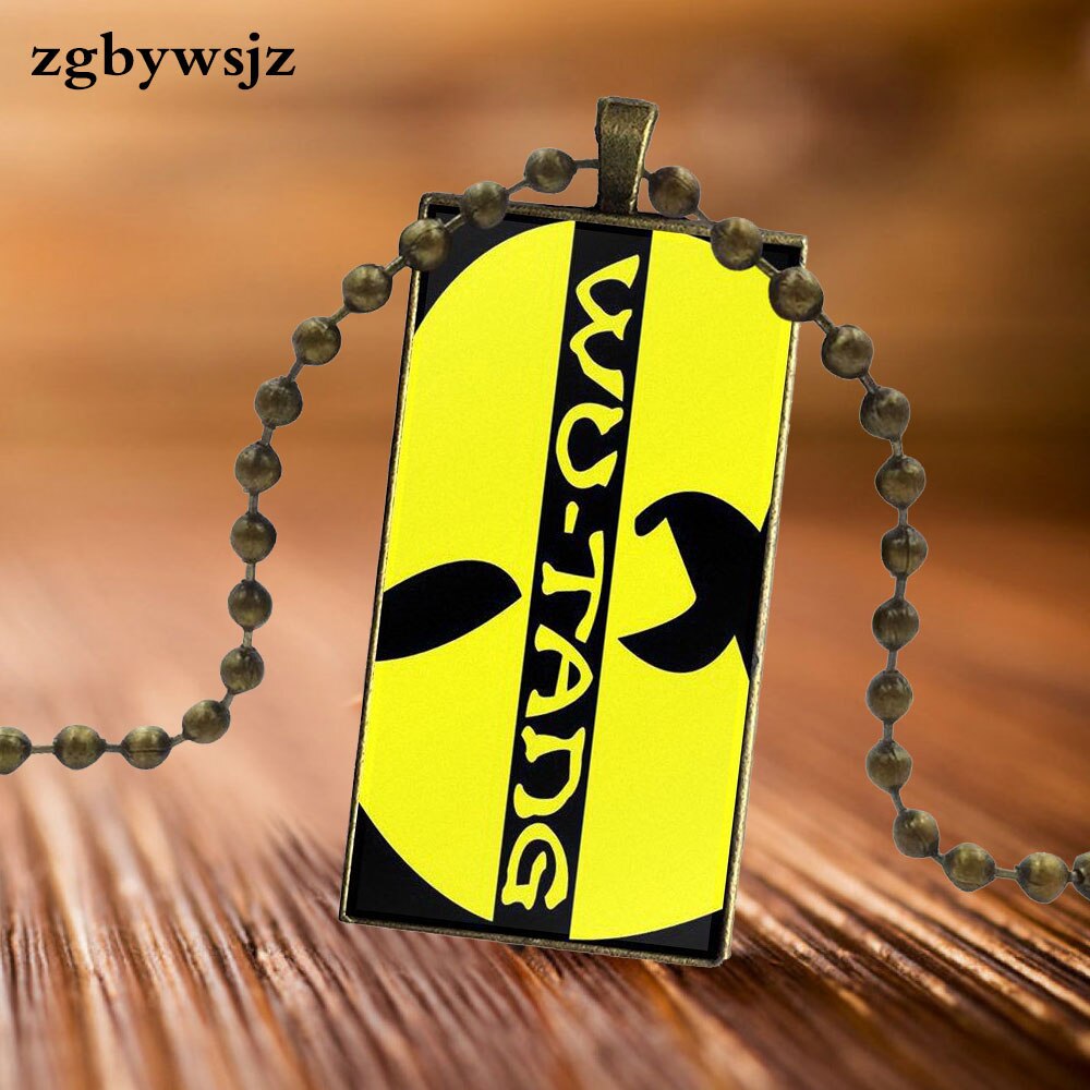 For Women Party Gift Brand Steel Color Jewelry Statement Necklace Glass Necklaces Pendants Wu Tang Clan Logo