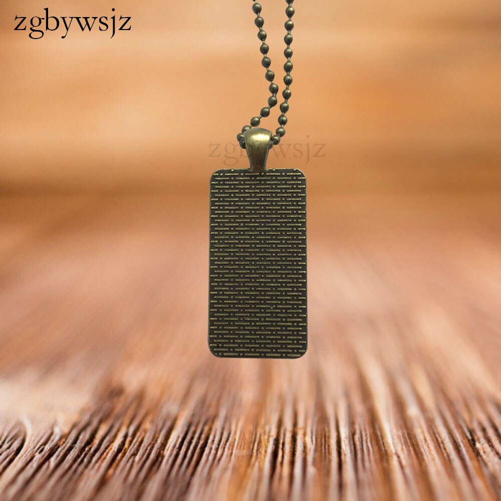 For Women Wedding Glass Cabochon Pendant Necklace Women Steel Color Choker Rectangle Necklace Grateful Dead Band Pattern