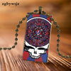 For Women Wedding Glass Cabochon Pendant Necklace Women Steel Color Choker Rectangle Necklace Grateful Dead Band Pattern