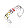 Forever Lover Friend Letter Open Bangles For Woman Colorful Rhinestone Hollow Bracelet&amp;Bangles Trendy Jewelry Gifts 2022