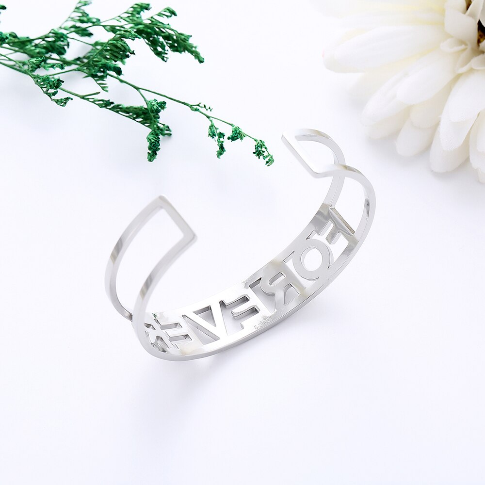 Forever Lover Friend Letter Open Bangles For Woman Colorful Rhinestone Hollow Bracelet&amp;Bangles Trendy Jewelry Gifts 2022