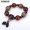 Forkup Agate Chain Bracelets Men Religious Wristlet Round Bead Jewellery Tibetan Buddhism Accessories Male Engagement Bijoux Eye