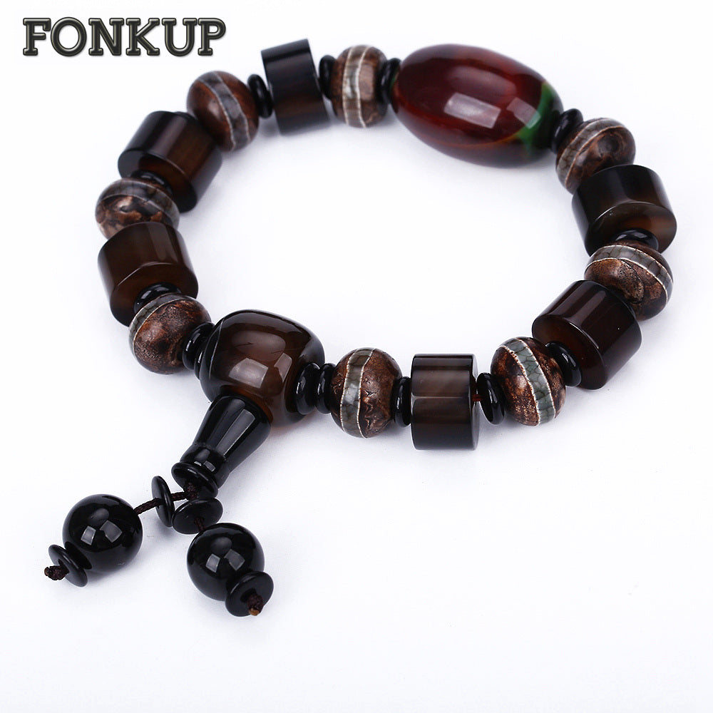Forkup Agate Charm Bracelets Men Casual Bangle Geometric Engagement Bijoux Beaded Hand Chain Couple Destiny Accessories Chackra