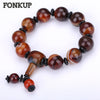 Forkup Agate Stone Bangle Trendy Men Strand Bracelets Round Bead Hand Chain Wedding Jewellery Magnetic Juwelen Spiritual Redline