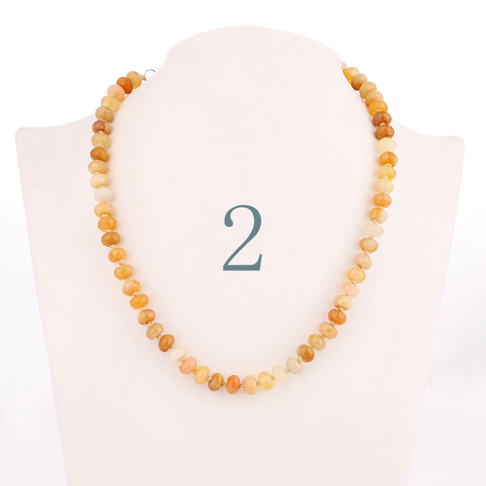 Forkup Aquamarine Necklace Bead Chain Choker Women Popular Jewelry Gemstone Crystal Accessories Female Ornaments Rose Quartz