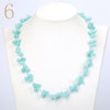 Forkup Aquamarine Necklace Blue Crystal Choker Gemstone Bead Chain Ethnic Women Jewelry Rose Quartz Stone Accessories Bohemia