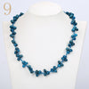 Forkup Aquamarine Necklace Blue Crystal Choker Gemstone Bead Chain Ethnic Women Jewelry Rose Quartz Stone Accessories Bohemia