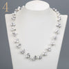 Forkup Aquamarine Necklace Blue Crystal Choker Gemstone Bead Chain Ethnic Women Jewelry Rose Quartz Stone Accessories Bohemia