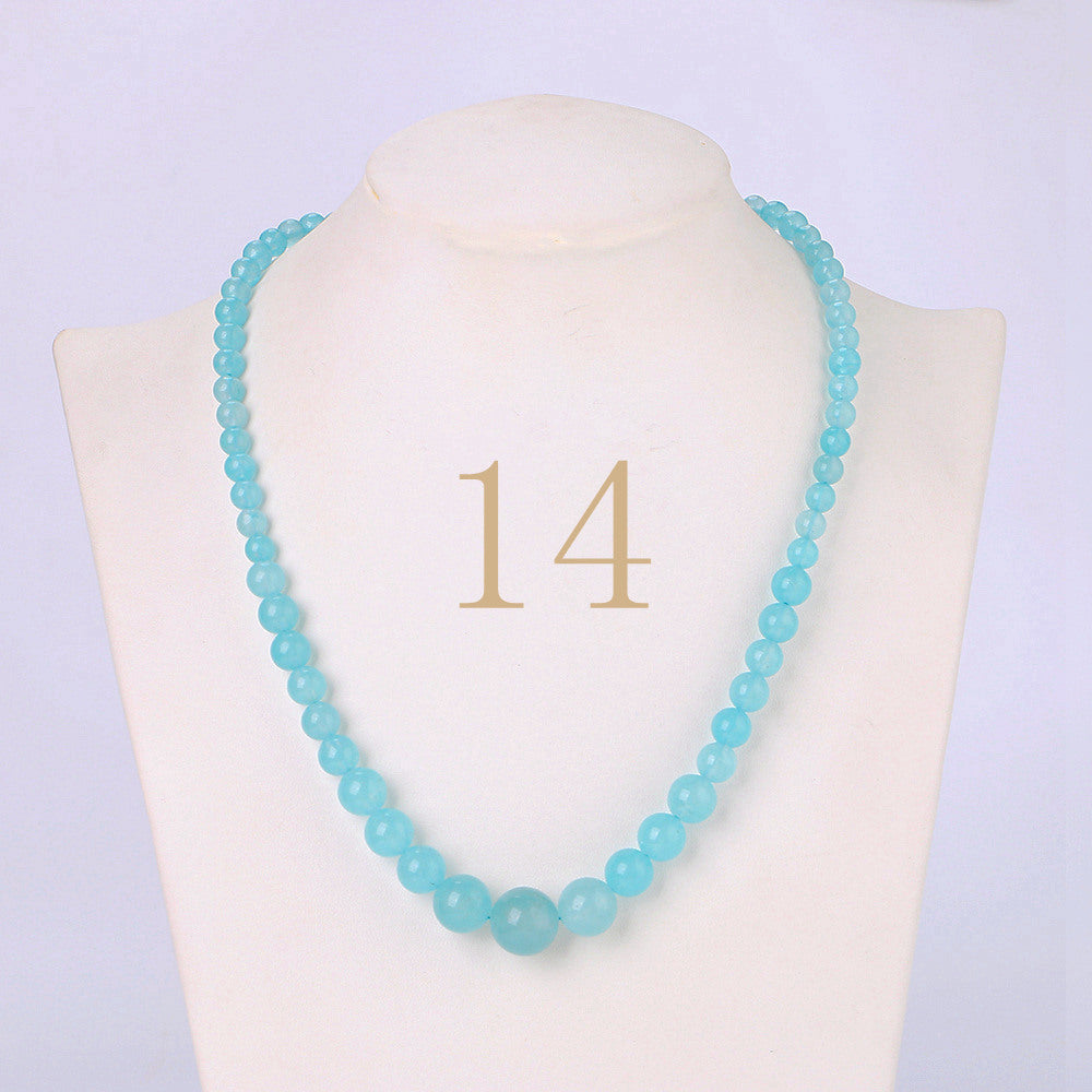 Forkup Aquamarine Necklace Women Blue Bead Choker Female Clavicle Chain Gemstone Jewelry Natural Stone Kolye Vintage Accessories