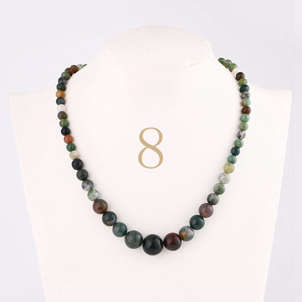 Forkup Aquamarine Necklace Women Blue Bead Choker Female Clavicle Chain Gemstone Jewelry Natural Stone Kolye Vintage Accessories