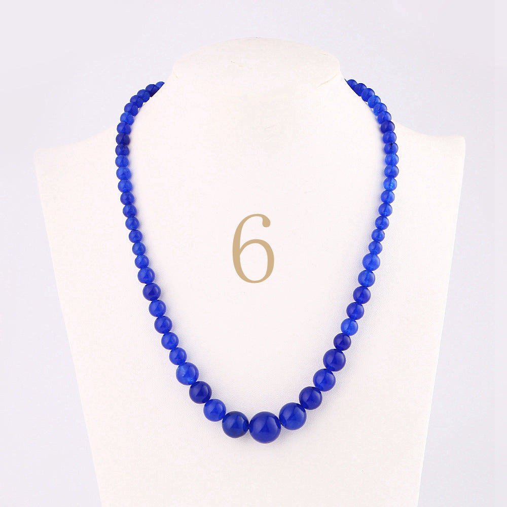 Forkup Aquamarine Necklace Women Blue Bead Choker Female Clavicle Chain Gemstone Jewelry Natural Stone Kolye Vintage Accessories