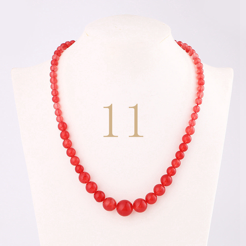 Forkup Aquamarine Necklace Women Blue Bead Choker Female Clavicle Chain Gemstone Jewelry Natural Stone Kolye Vintage Accessories