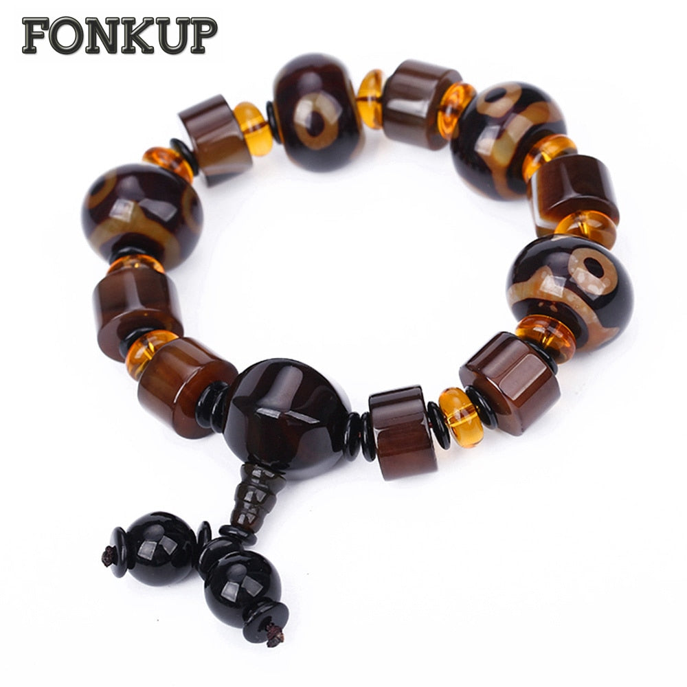 Forkup Bead Chain Bracelets Agate Geometric Party Jewellery Trendy Men Pulseira Feminina Eye Accessories Bending C Stretch