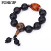 Forkup Black Beaded Bracelets Agate Stone Bangle Ethnic Men Jewellery Round Bead Hand Chain Dzi Bead Accessories Witcher Catcher