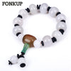 Forkup Classic Men Hologram Bracelets Beaded Chain Bangle White Agate Jewellery Crystal Anime Bijoux Black Spacer Solid Color