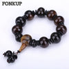 Forkup Ethnic Men Chain Bracelets Agate Bangle Black Bead Jewelry Anniversary Round Beaded Rosary Solid Color Accessories Spacer