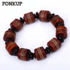 Forkup Ethnic Men Pulseira Agate Hologram Bracelet Palmiers Round Cylindrical Jewelry Party Accessories Parkour Grain Hand Chain