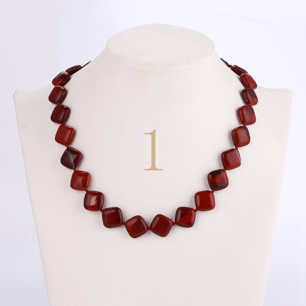 Forkup Green Jasper Necklace Square Women Choker Short Neck Chain Naszyjniki Damskie Punk Femme Party Jewelry Accessories Prayer