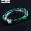 Forkup Green Malachite Bracelets Punk Women Wristband Stripe Heart Fine Jewelry Engagement 925 Silver Accessories Butterfly Gift