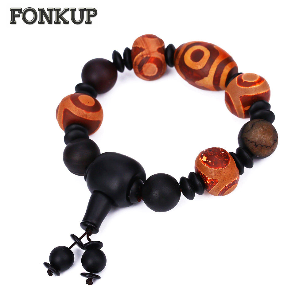 Forkup Irregular Strand Bracelets Agate Gem Wristband Vintage Men Hand Chain Dzi Beads Geometric Accessories Hakras Pierres Gift