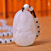 Forkup Jade Necklaces Ladies Long Sautoir Buddha Pendant Jewelry Party Natural Stone Accessories White Bead Chain Transparent