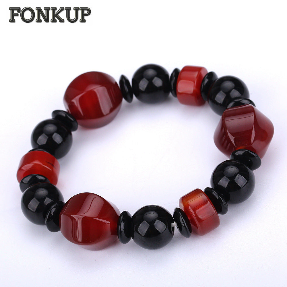 Forkup Men Star Bracelet Agate Hologram Bangle Classic Masculino Jewellery Party Geometric Beaded Gioielli Wristband Healing Bag