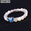 Forkup Moonstone Bracelets White Crystal Pulseira Ethnic Women Wedding Jewelry Transparent Accessories 925 Silver Butterfly Rope