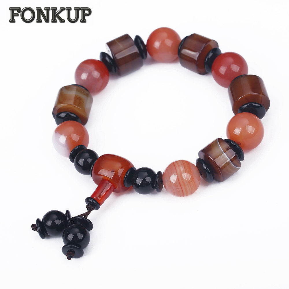 Forkup Natural Crystal Stone Bracelet Agate Bangle Hop Men Hand Chain Wedding Energy Jewelry Simple Pendant Boho Fitness Bag