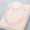Forkup Pink Chalcedony Necklace Leaf Choker Water Drop Pendant Fashion Women Jewelry Beads Chain Accessories Femme Wreath Gift