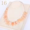 Forkup Pink Chalcedony Necklace Leaf Choker Water Drop Pendant Fashion Women Jewelry Beads Chain Accessories Femme Wreath Gift