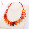 Forkup Pink Chalcedony Necklace Leaf Choker Water Drop Pendant Fashion Women Jewelry Beads Chain Accessories Femme Wreath Gift