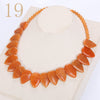 Forkup Pink Chalcedony Necklace Leaf Choker Water Drop Pendant Fashion Women Jewelry Beads Chain Accessories Femme Wreath Gift