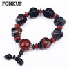 Forkup Punk Men Charm Bracelets Agate Gem Hand Chains Geometric Natural Stone Jewellery Party Beaded Chain Multi-Layer Spacer