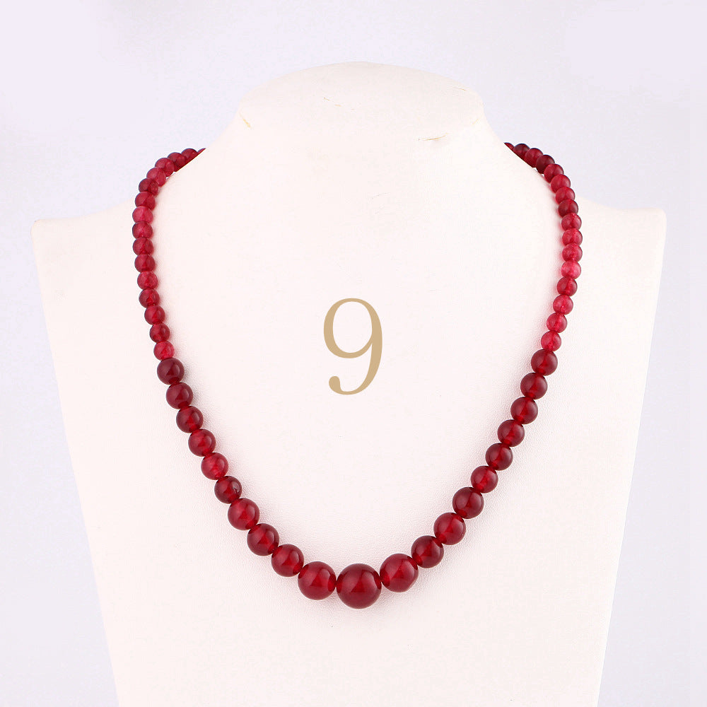 Forkup Purple Chalcedony Necklace Women Short Collares Clavicular Chain Fashion Jewelry Round Bead Chain Accessories Party Reiki